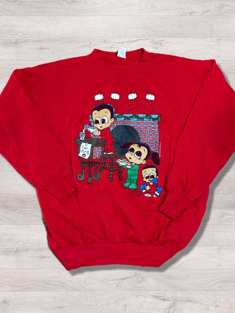 Vintage 90s Holiday Time Pullover Crewneck Sweatshirt Large Santa Cookies Granny